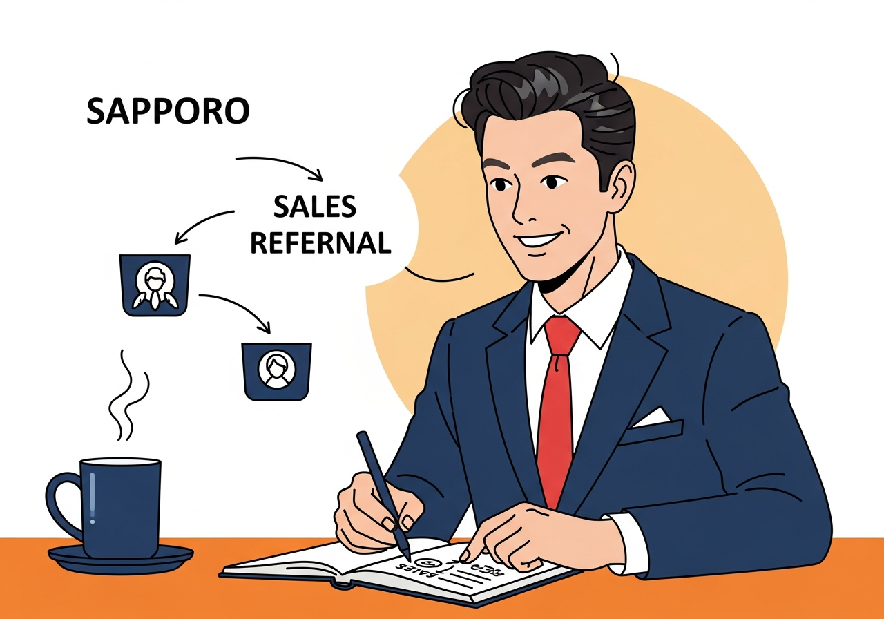紹介営業の仕組み化を考えるひとり社長のイメージ