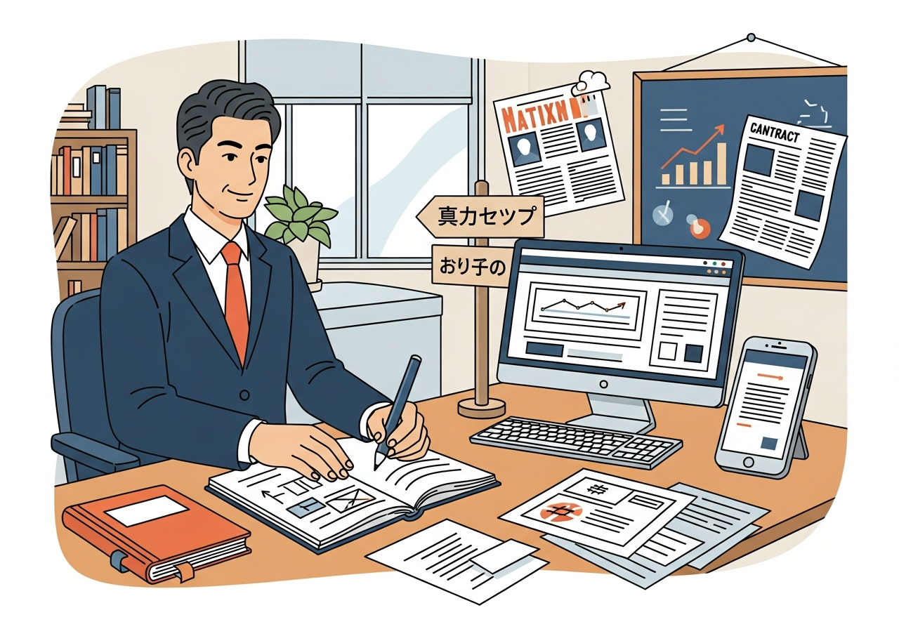 ノートにフレームワークを書き出す手元