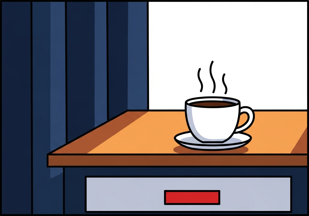 body image 5 – a wooden desk with morning sunlight and