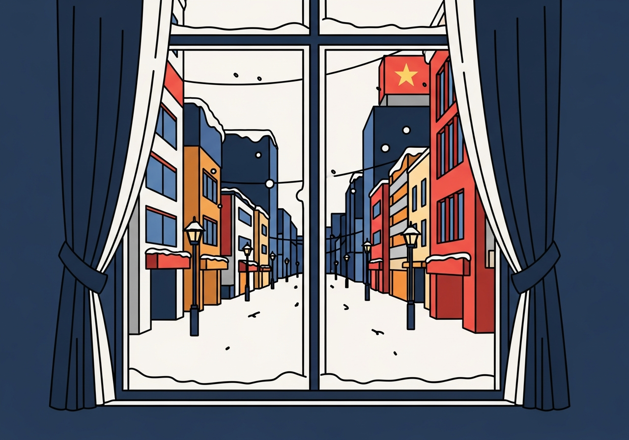 body image 12 – a window view of snowy streets in sappor