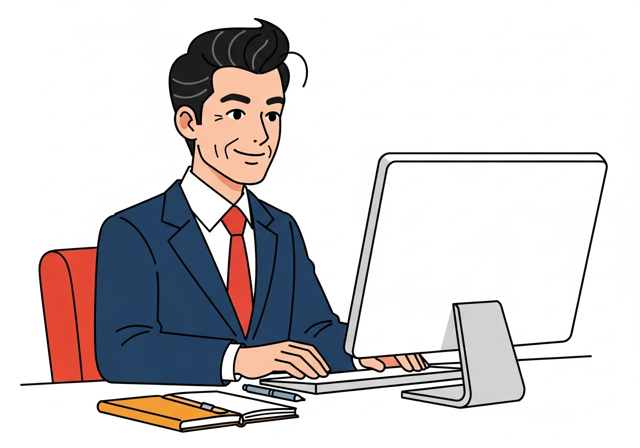 オンライン講座で学ぶ50代男性のデスク