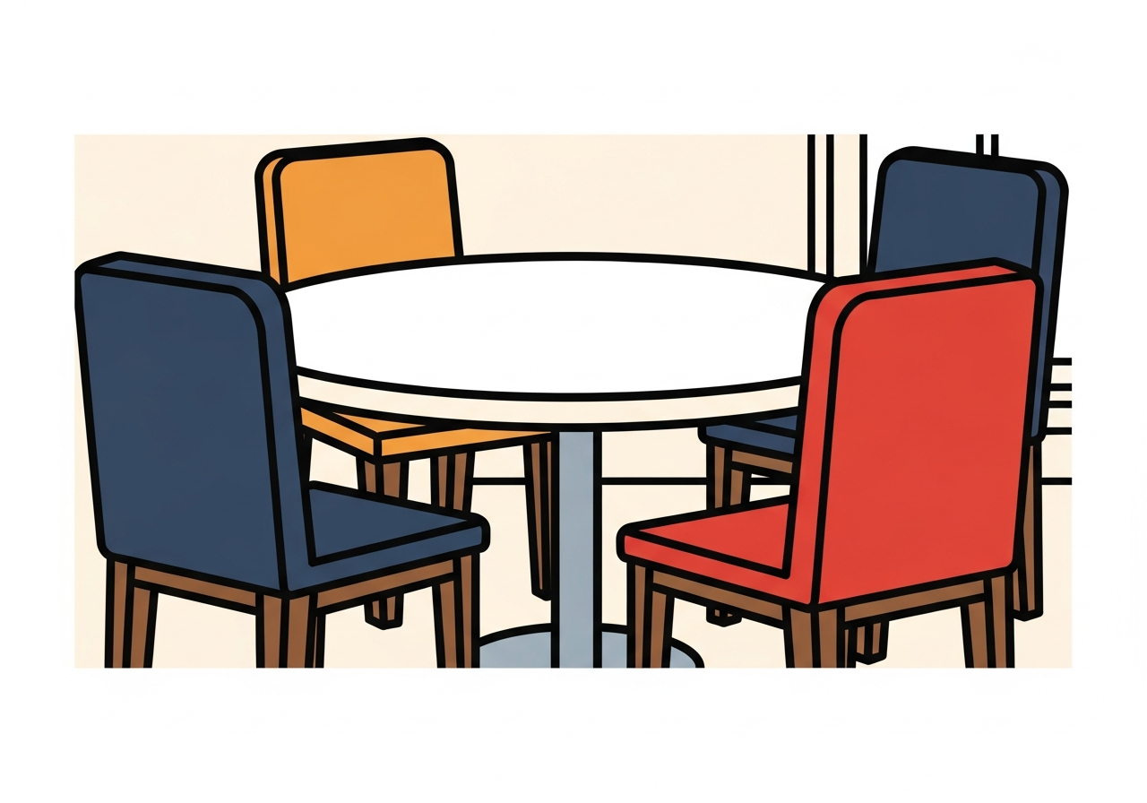 body image 4 – a round table with empty chairs in morni