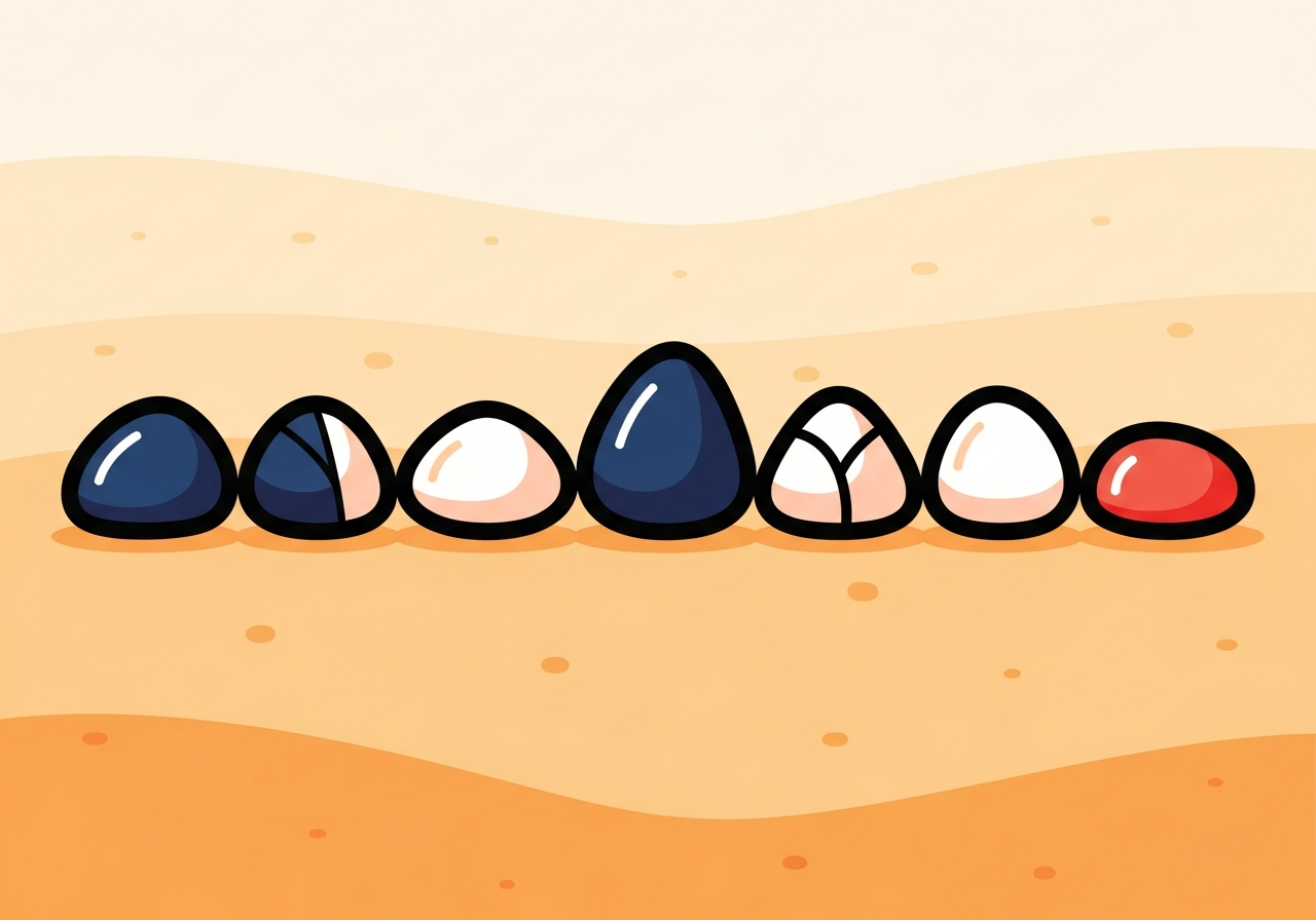 body image 5 – seven small stones placed in a line on s