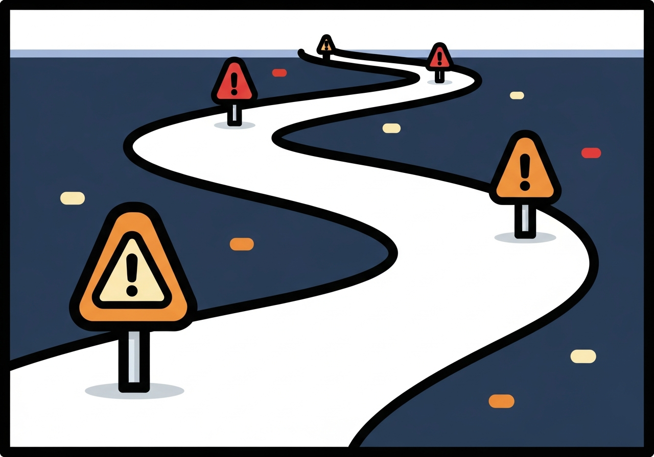 body image 8 – a winding path with small warning marker