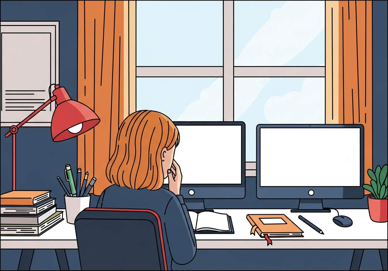 body image 10 – a soft morning scene of a calm desk by a