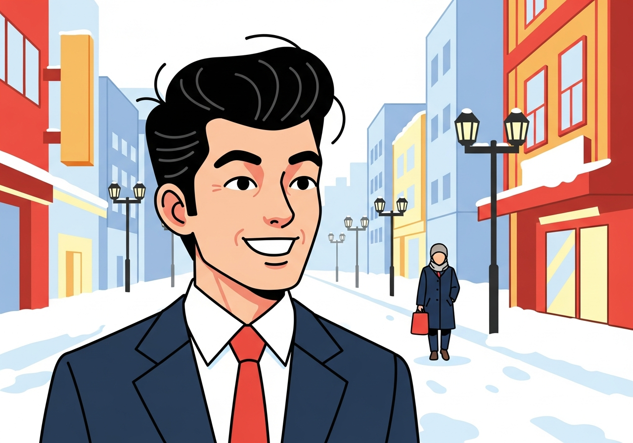 body image 12 – a person walking through a snowy Sapporo