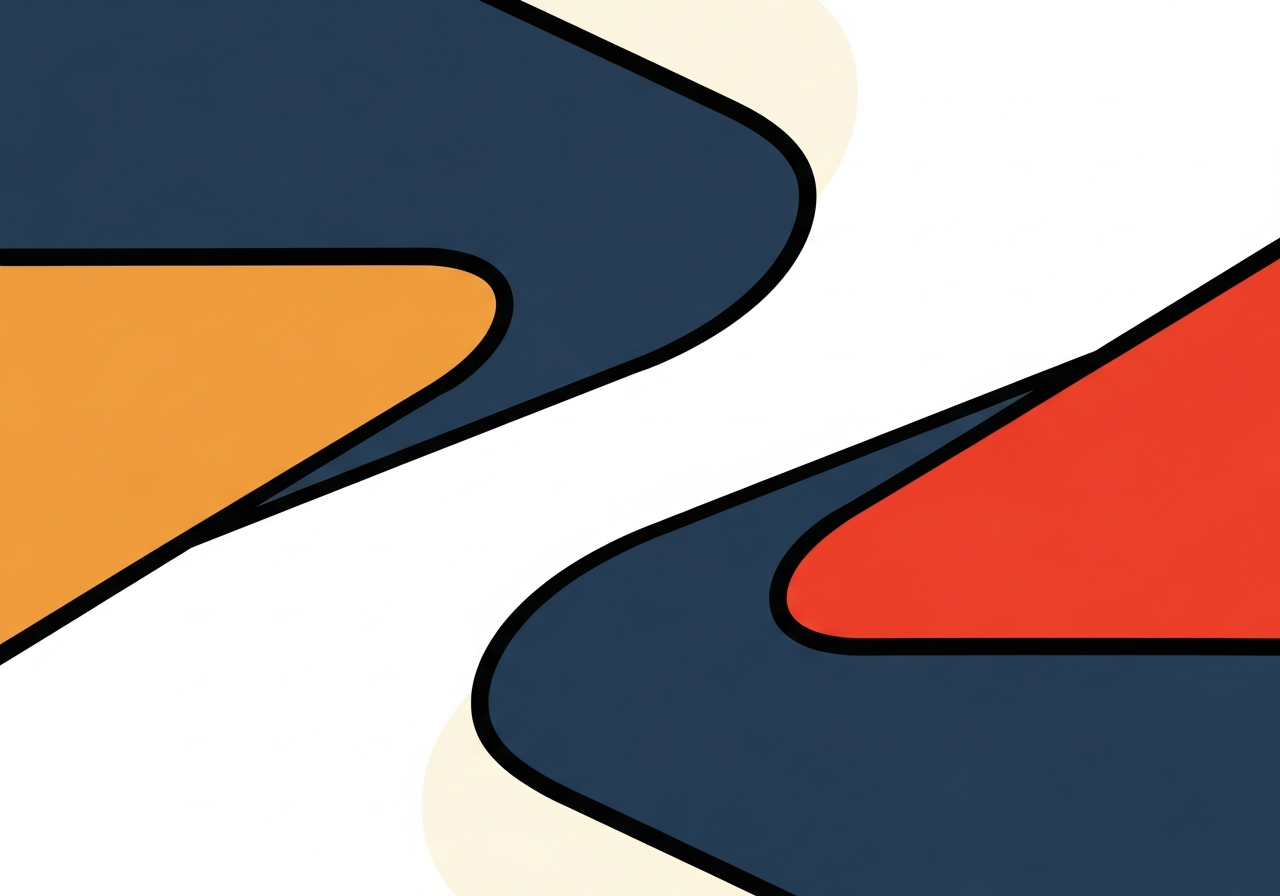 abstract split path in a minimalist illustration style, two directions, soft colors, no text