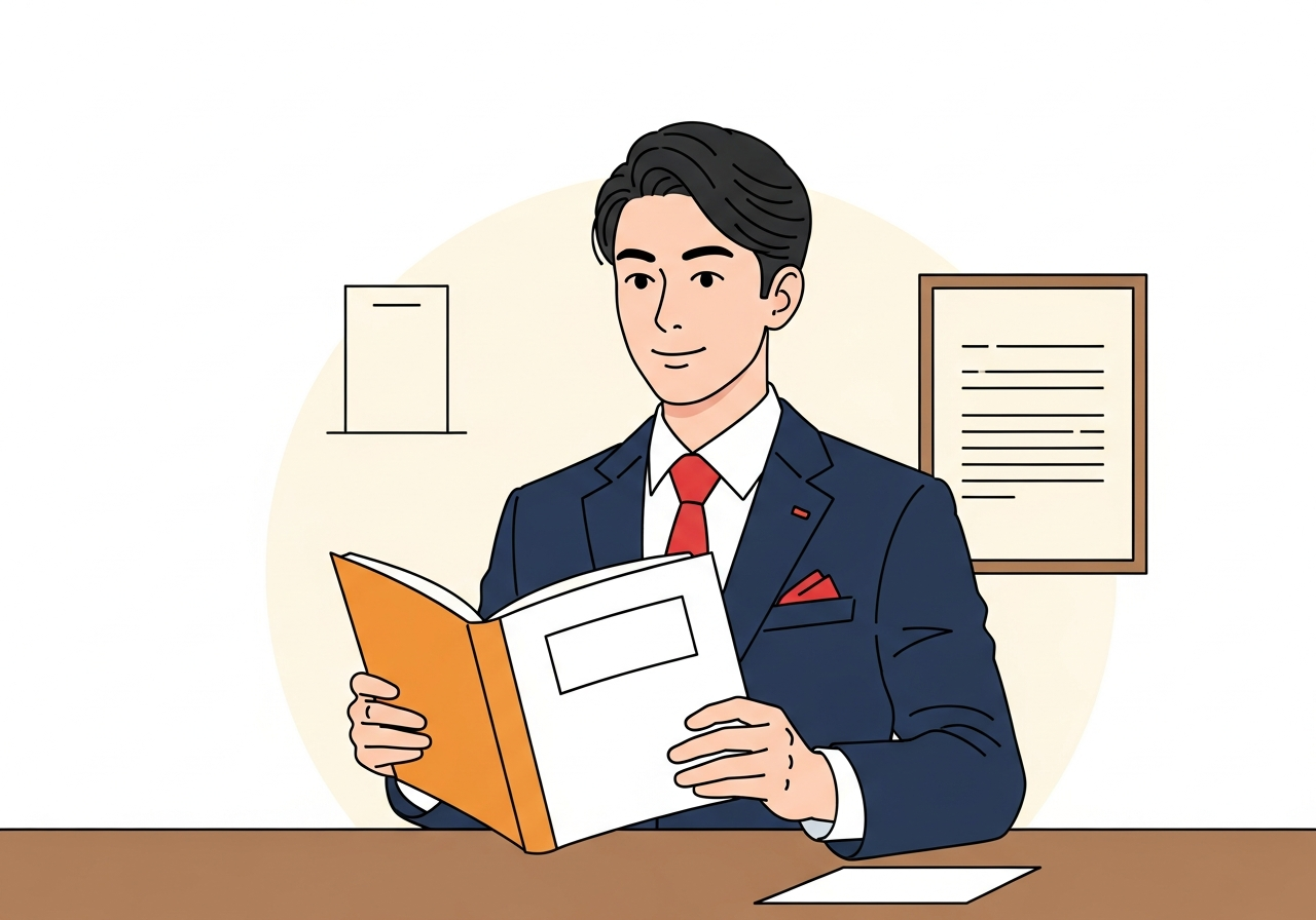 a person holding a thick notebook on a wooden desk, no text on cover, calm and focused mood