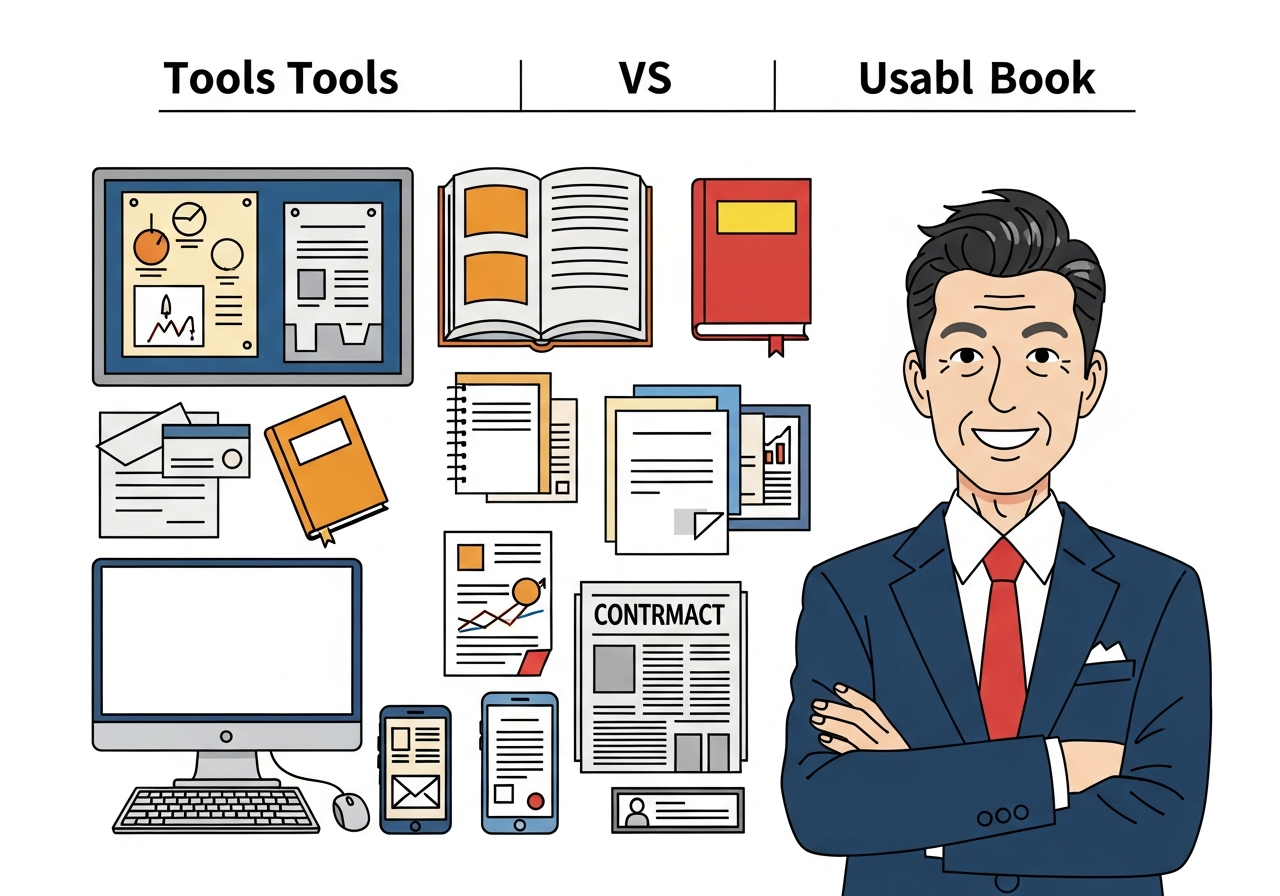 LinkedIn集客に使えるツール・書籍の比較表イメージ