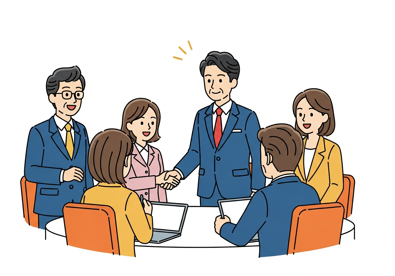 朝の経営者ネットワーキングに迎え入れられる