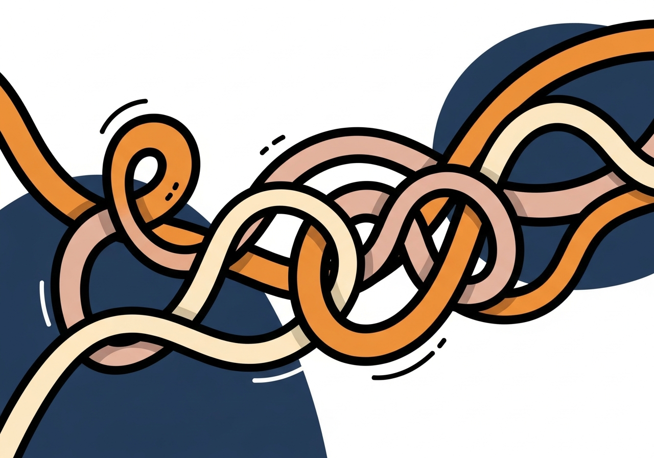 abstract flowing lines and warm tones representing words and communication no text