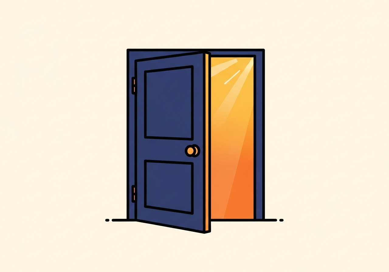 a bright door opening to light representing a new beginning no text