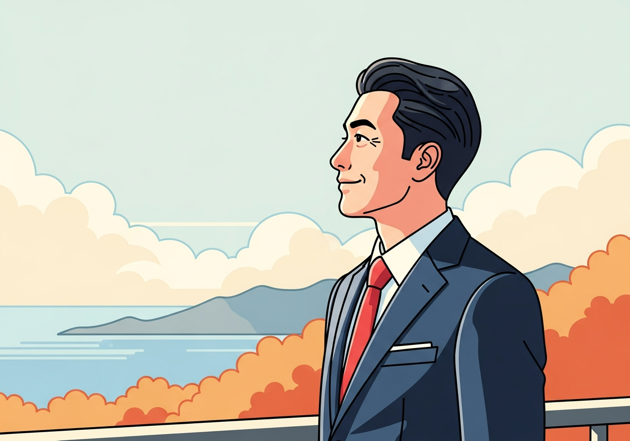 a person standing outside in soft morning light looking at the horizon no text