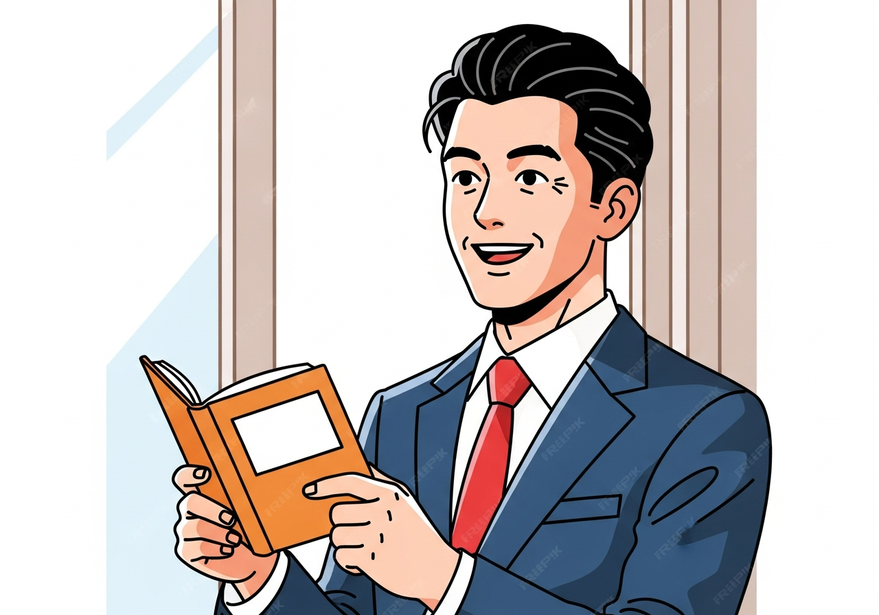 a person holding a small book while standing near a window with soft daylight
