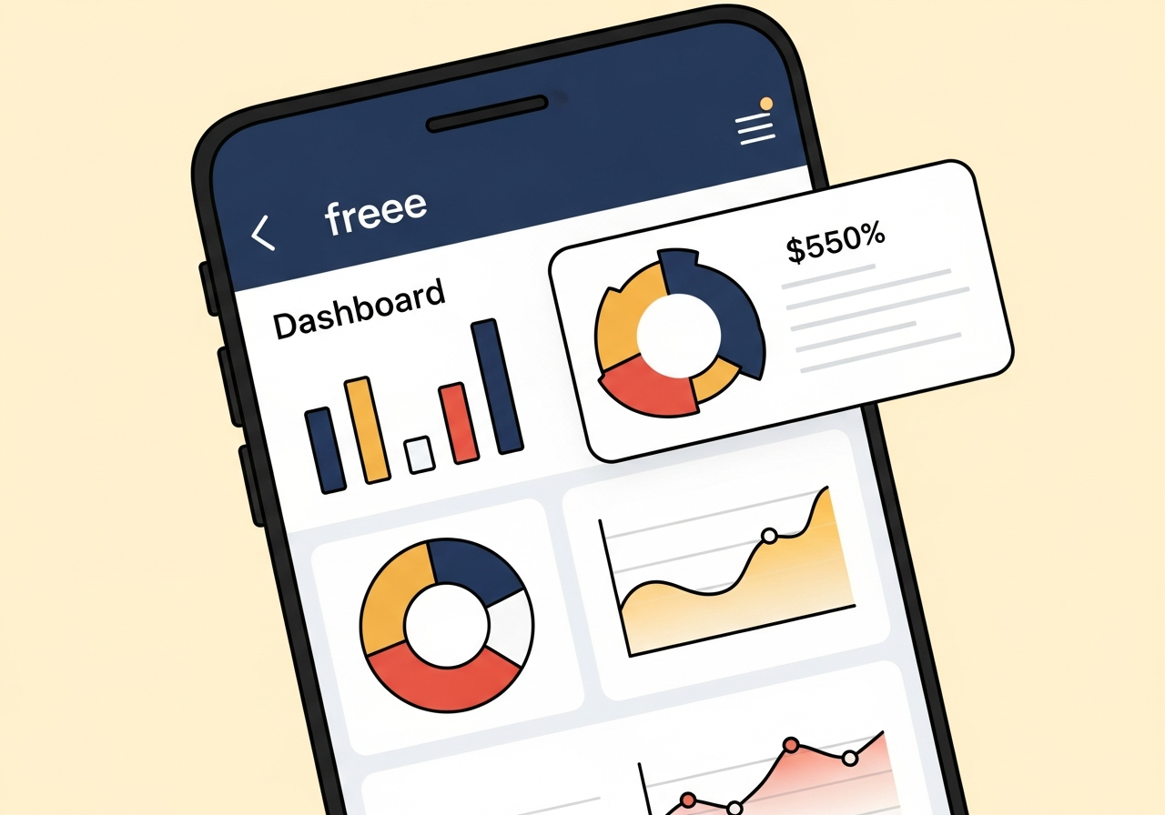 freeeのダッシュボード画面イメージ(スマートフォン表示)