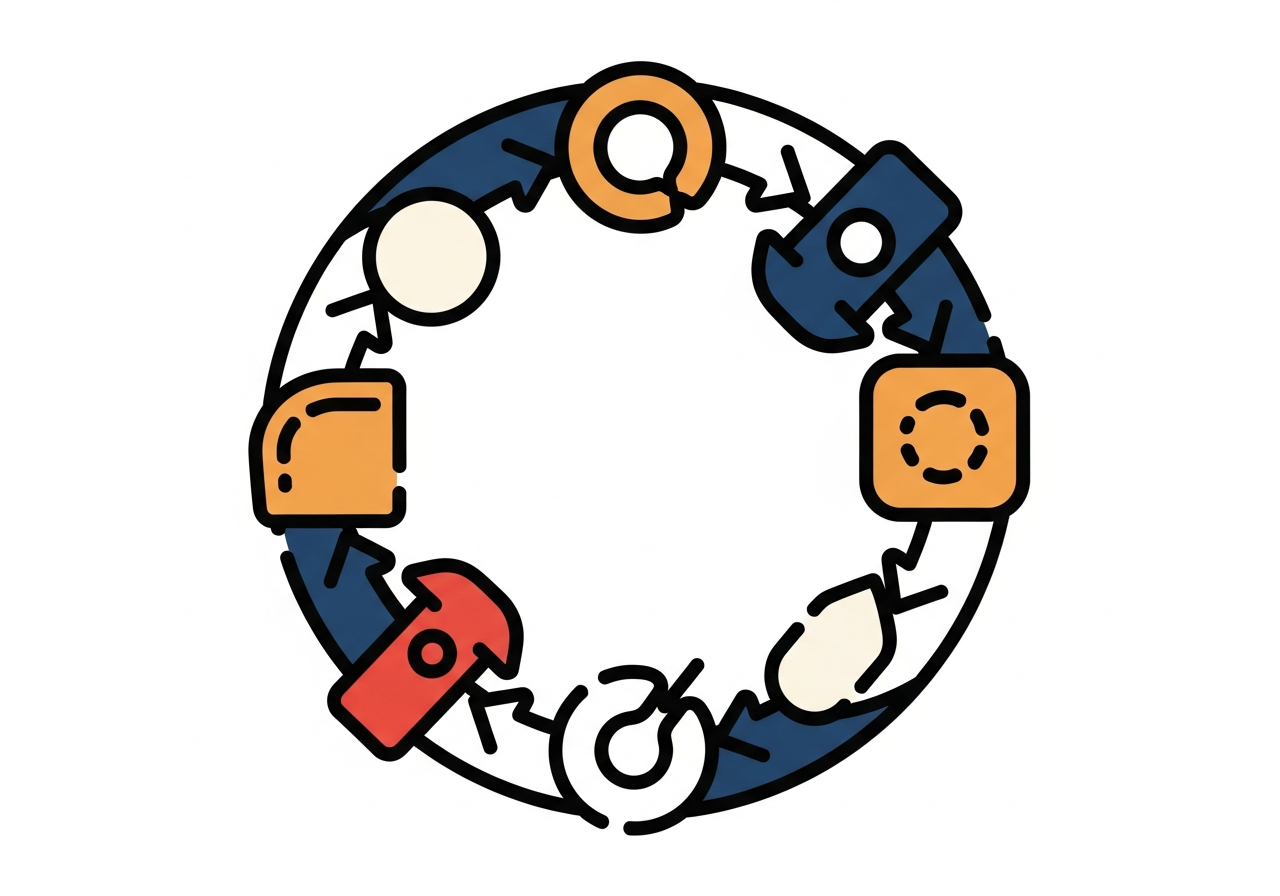 abstract circular flow diagram with warm colors