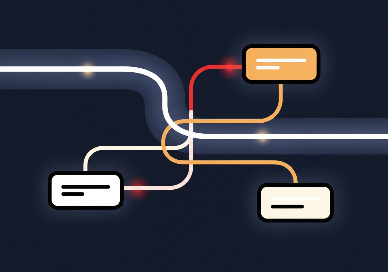 abstract data flow with soft glowing lines on dark background
