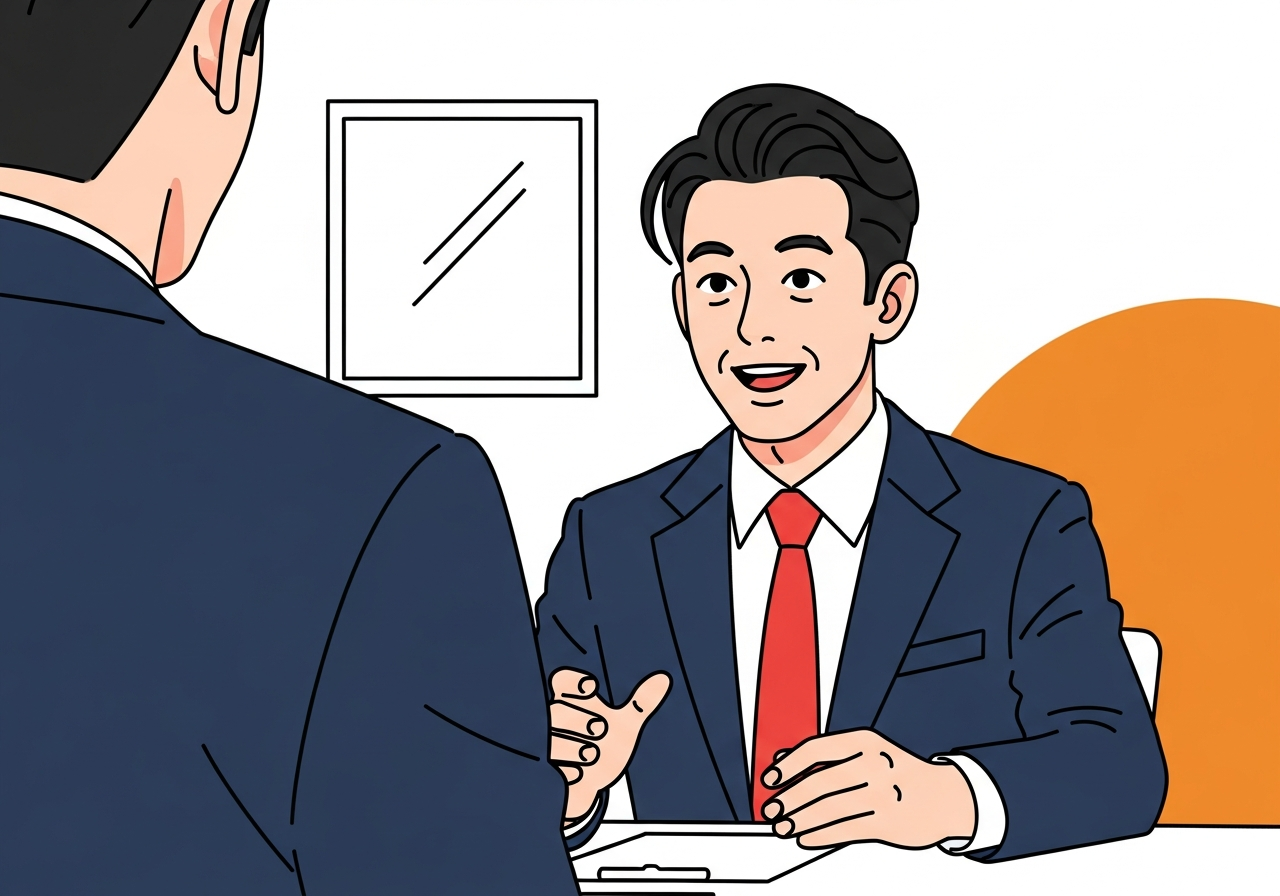 商談相手の表情や仕草を観察しているビジネスシーン・相手目線で考えるイメージ