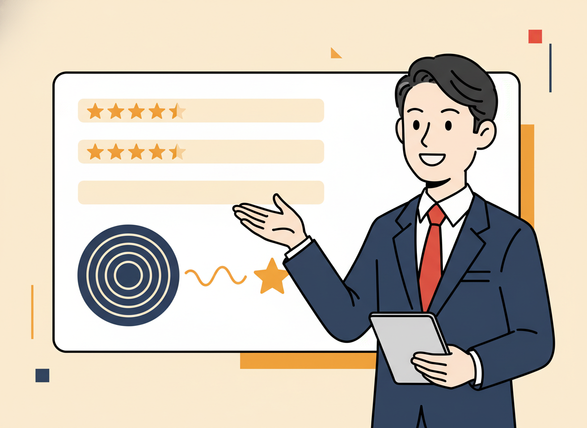 Amazonのレビュー件数・評価星を見ている画面イメージ