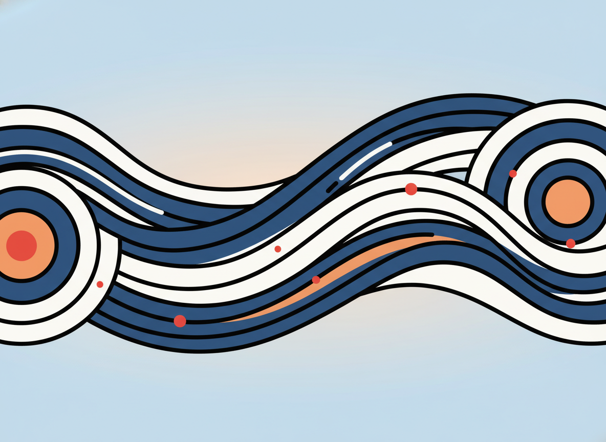 abstract waves representing consistency and rhythm, calm blue and white tones, no text