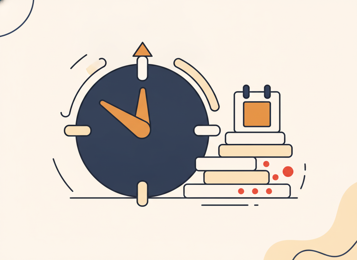 abstract clock and calendar on a minimalist background, no text