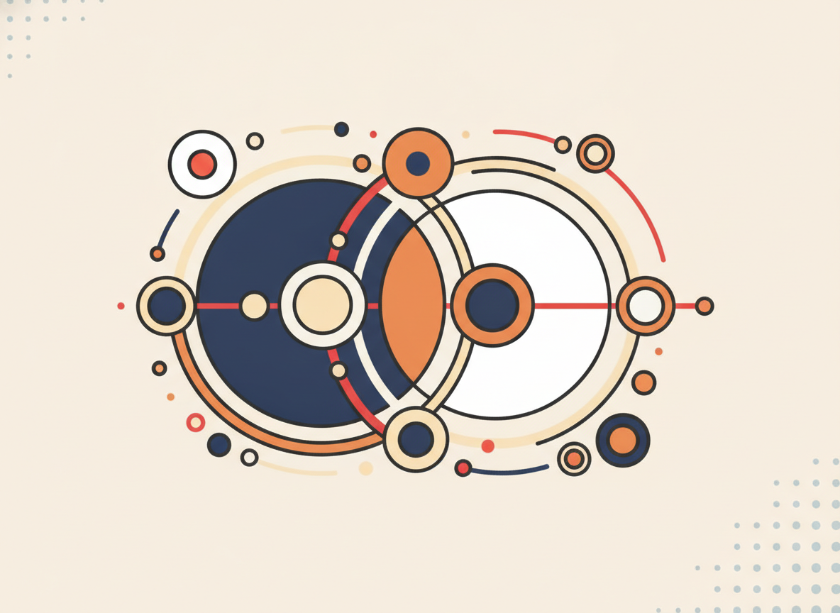 abstract circles connecting, representing a network or flow of communication