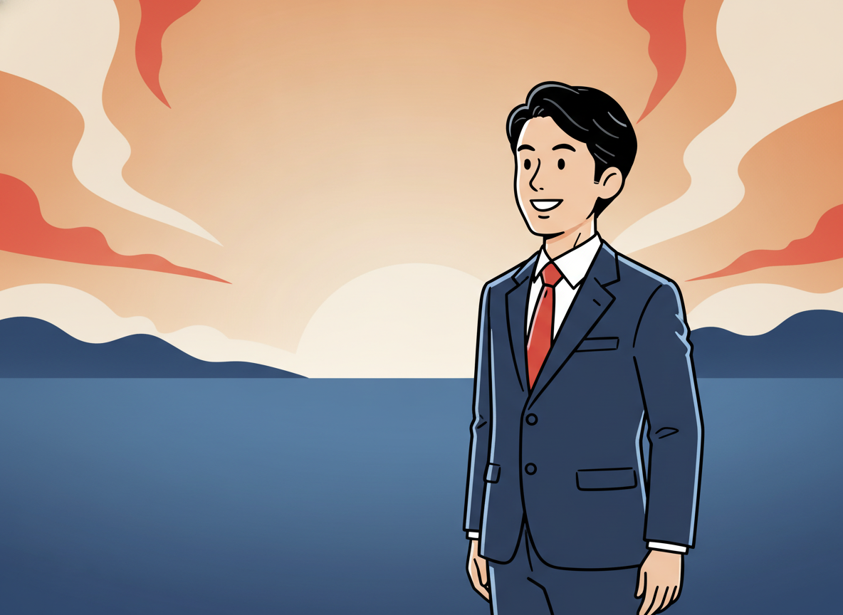 a person looking out at a bright horizon from a calm open space, hopeful atmosphere