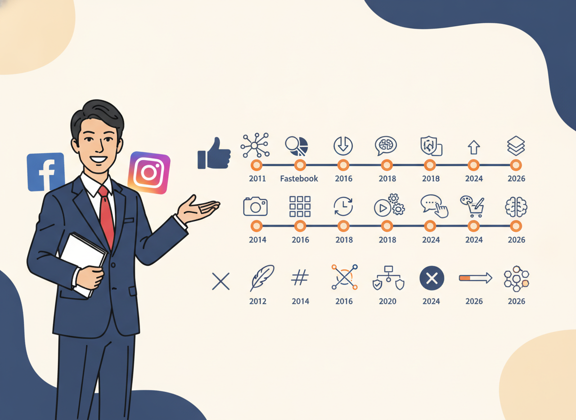 SNSアルゴリズム変更の歴史年表・2012年〜2026年のFacebook・Instagram・X(旧Twitter)の主要変更
