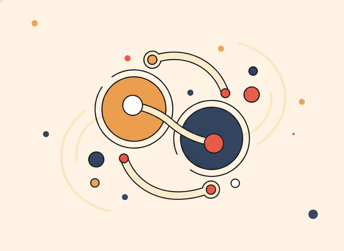 abstract circles connected by flowing lines, representing giving and receiving