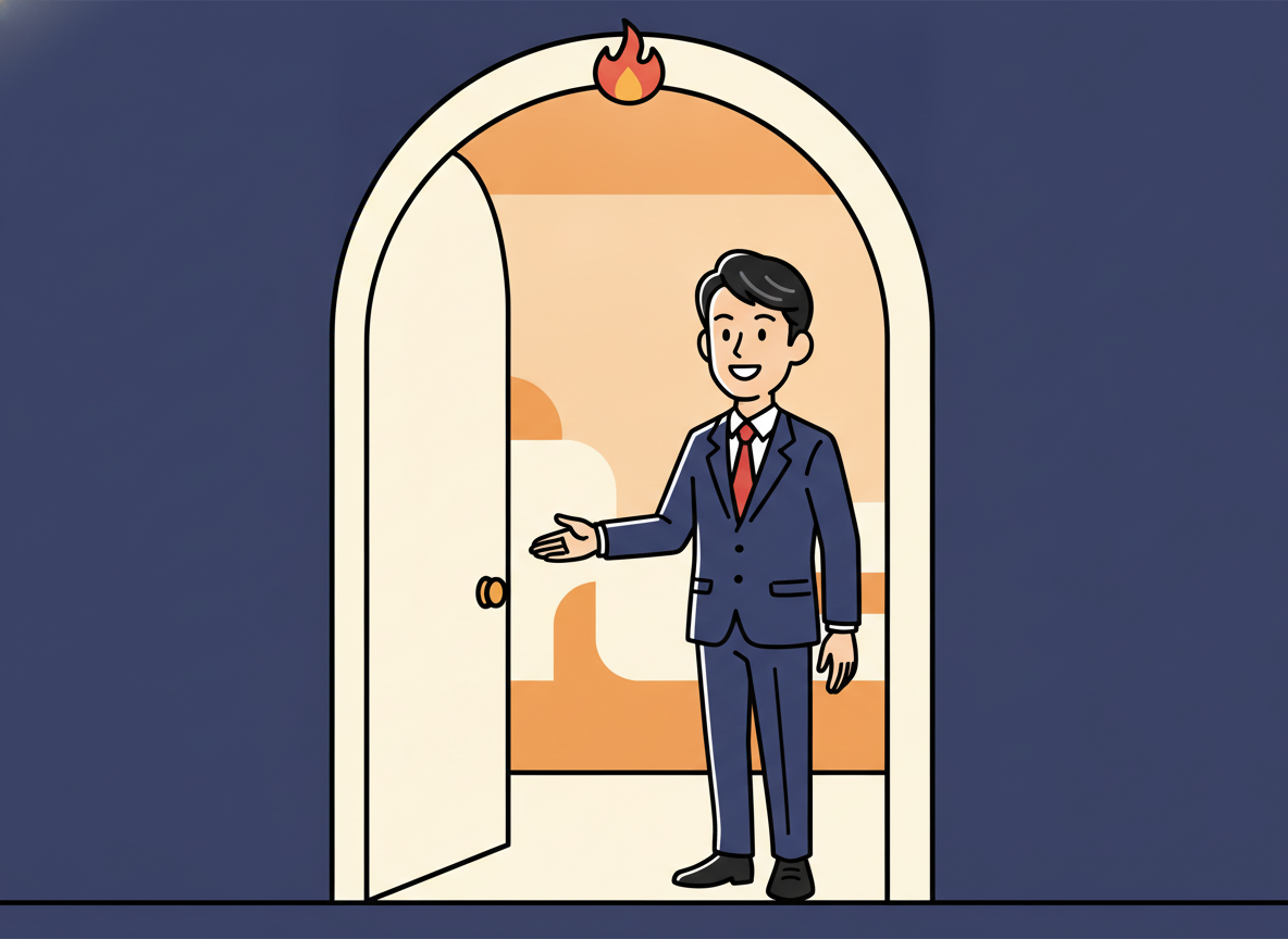a warm welcoming open doorway with soft light inside representing an invitation