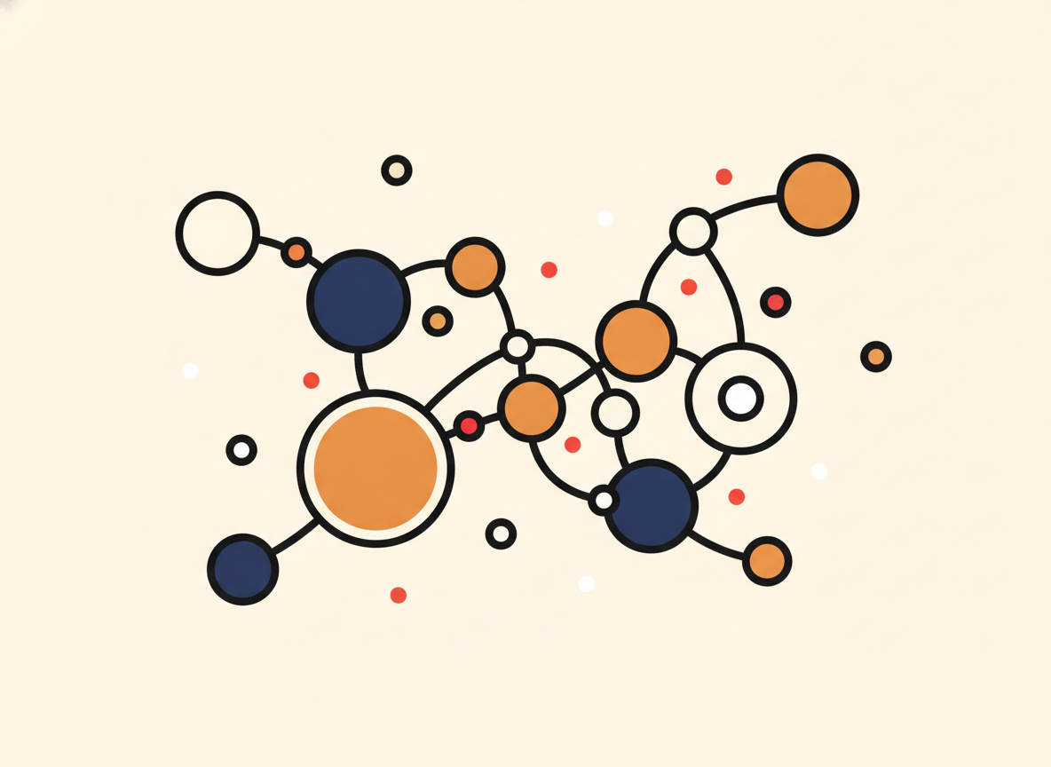 abstract interconnected circles and nodes on a neutral background, network concept