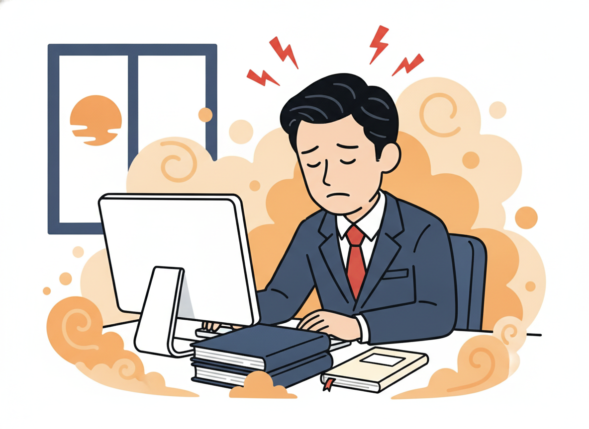 売り込み営業で疲弊しているビジネスパーソンのイメージ