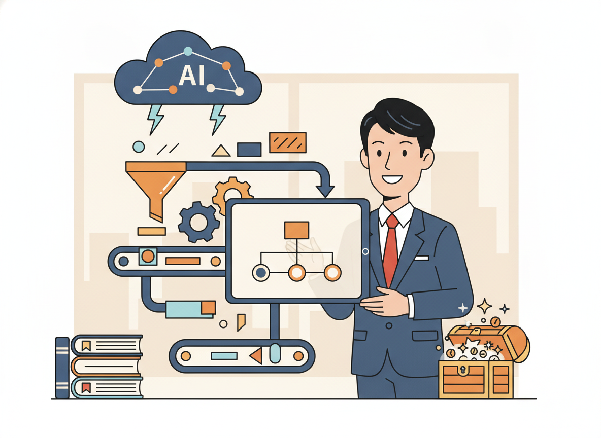 AIツールを使って営業フローを自動化しているイメージ