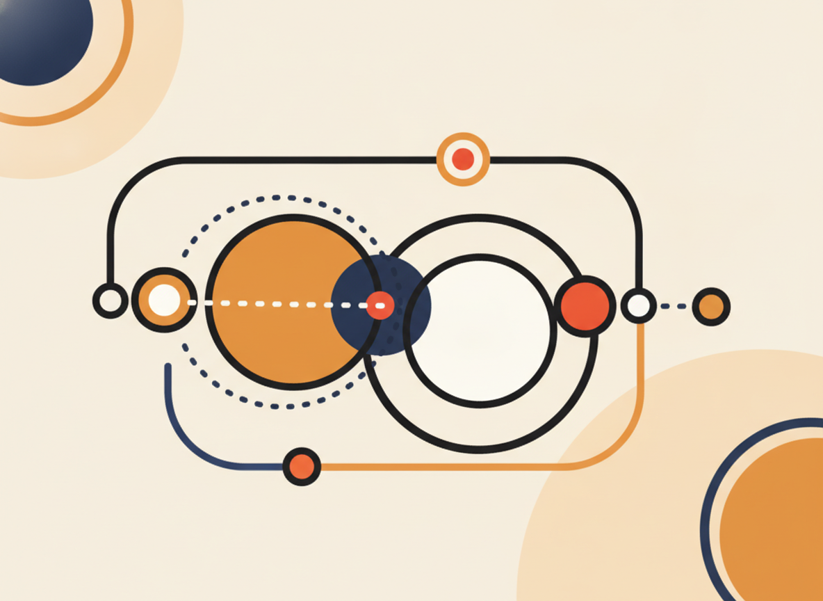 abstract circles representing a network of connections, warm tones, no text