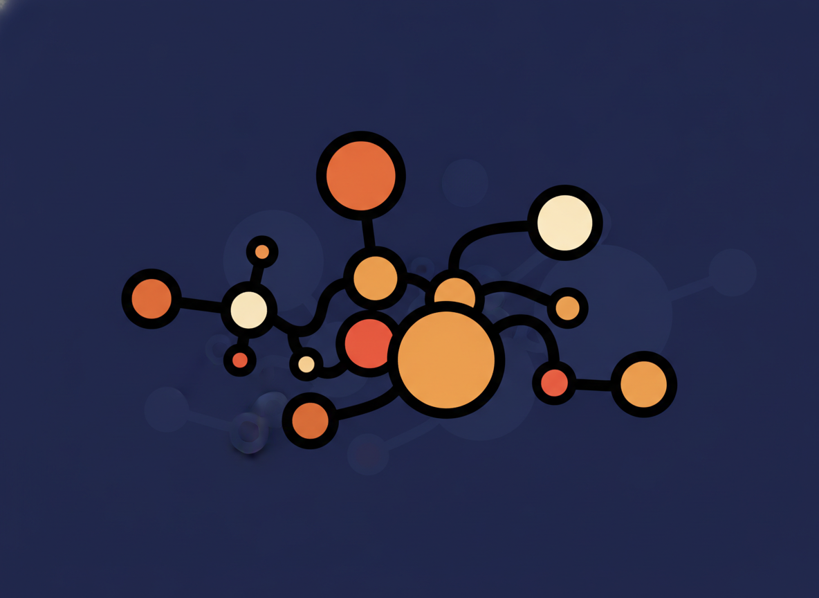 abstract warm circles and connecting lines on a dark background, representing community and network, no text