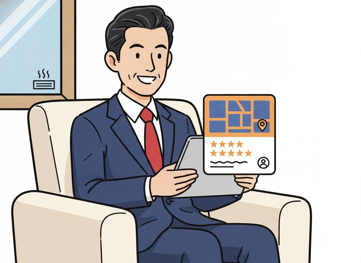 Googleマップでホテルのサウナ口コミを確認している画面イメージ