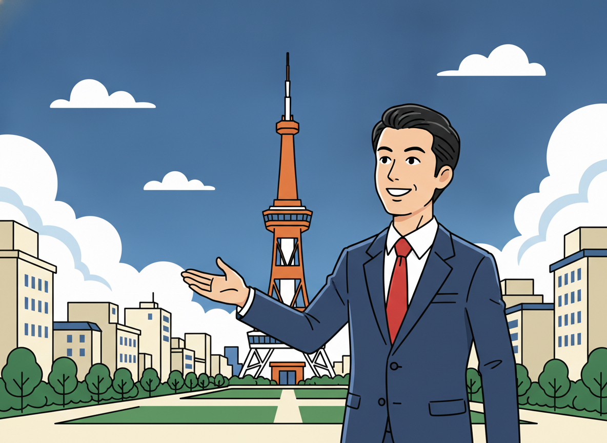 札幌の青空と大通公園・テレビ塔の全景写真