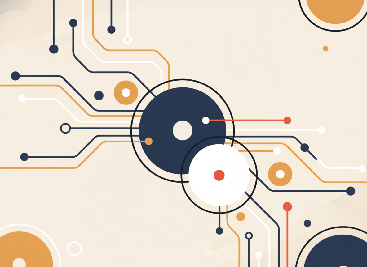 abstract circles and lines representing information flow in a calm blue color