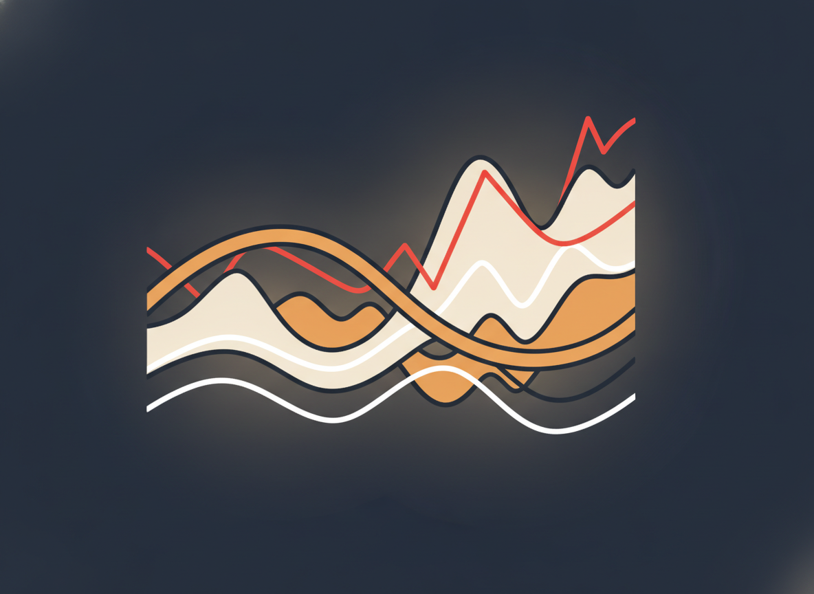 abstract financial graph lines on a dark background, no text or numbers