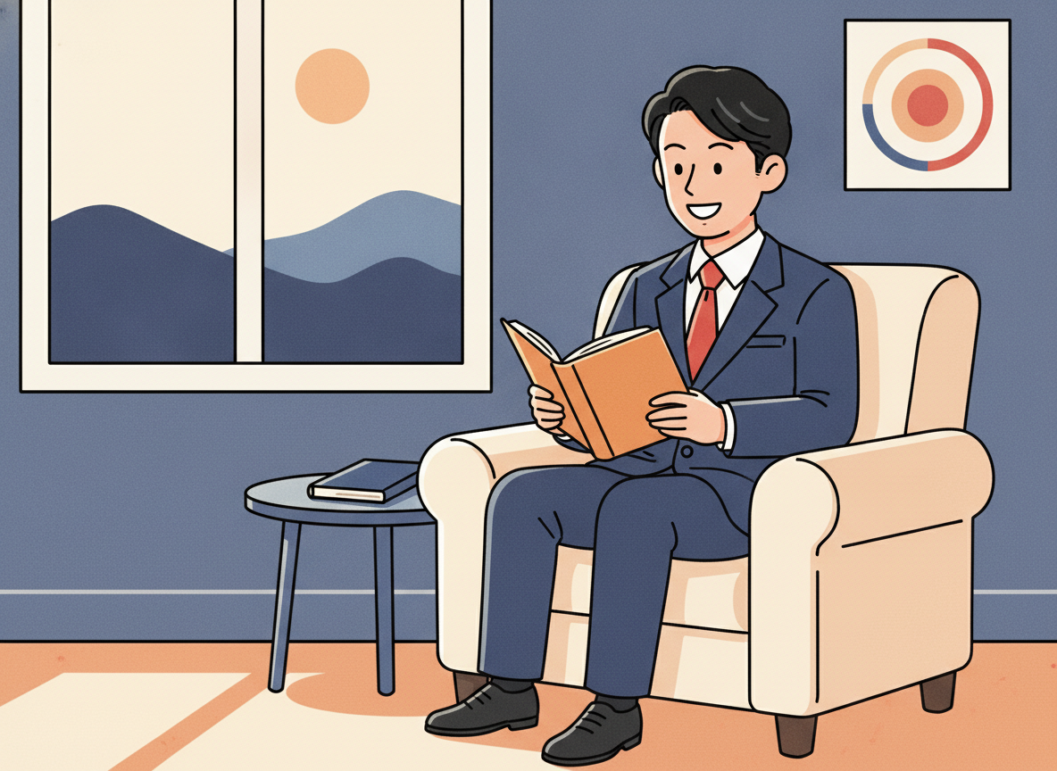 a person reading quietly in a cozy chair by a window with natural light