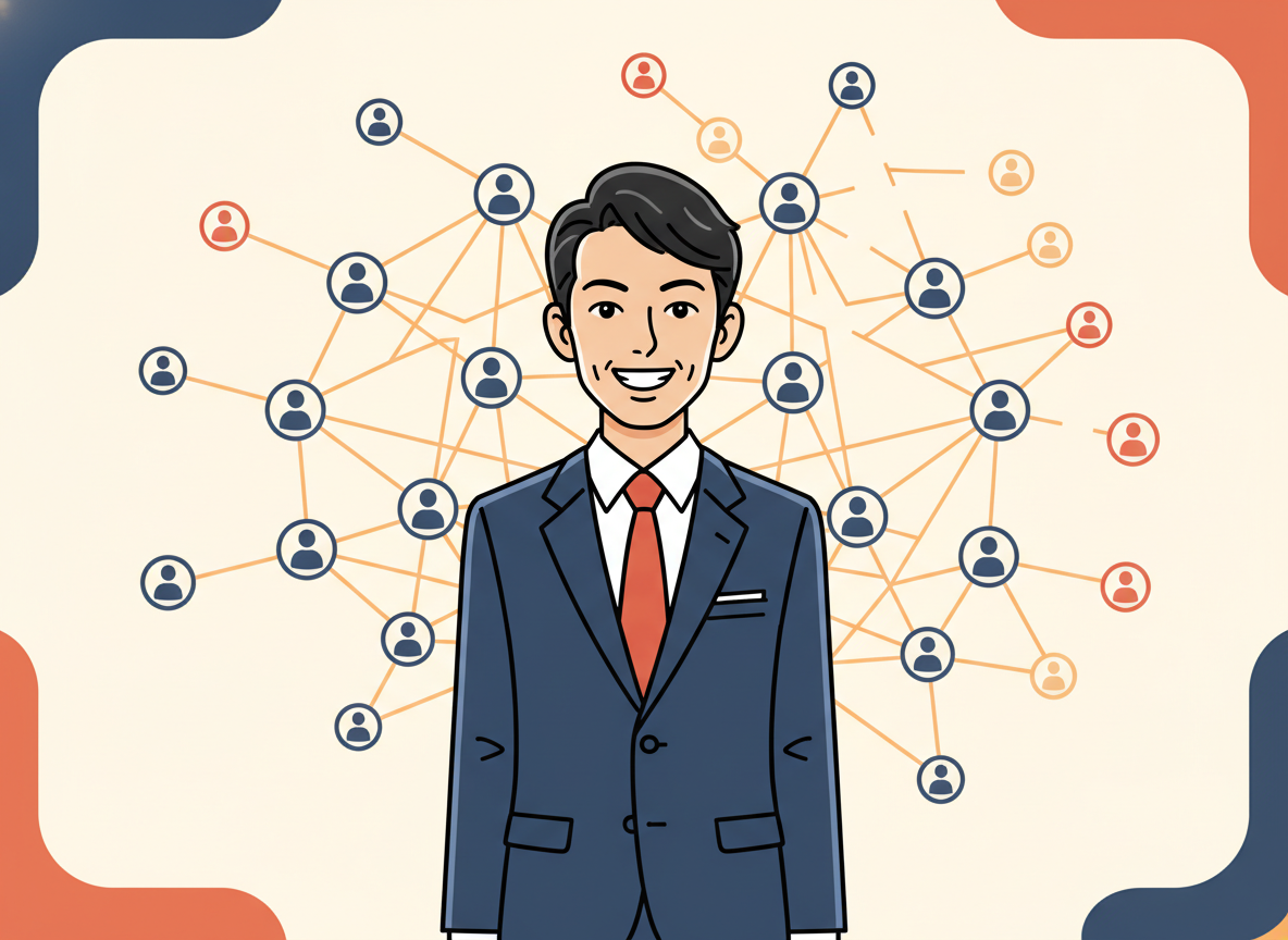 人脈のネットワーク図から、繋がりが途切れていくイメージ