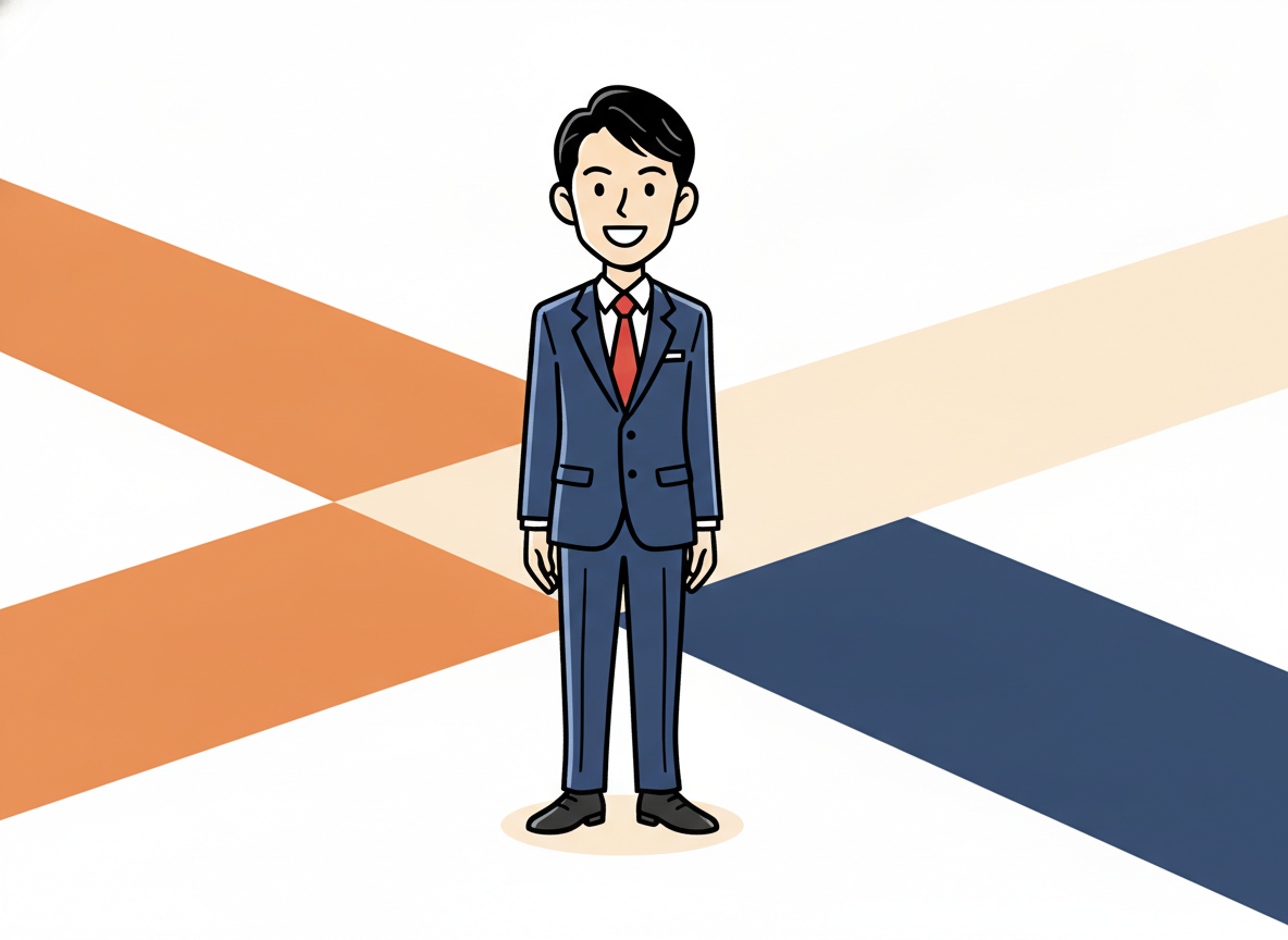a person standing alone at a crossroads, soft abstract illustration