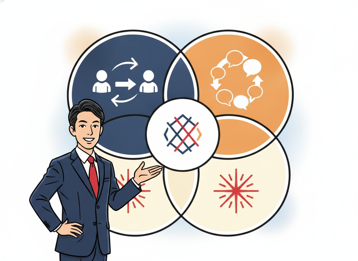 紹介営業・リファラル営業・口コミ営業の関係図(ベン図スタイル)