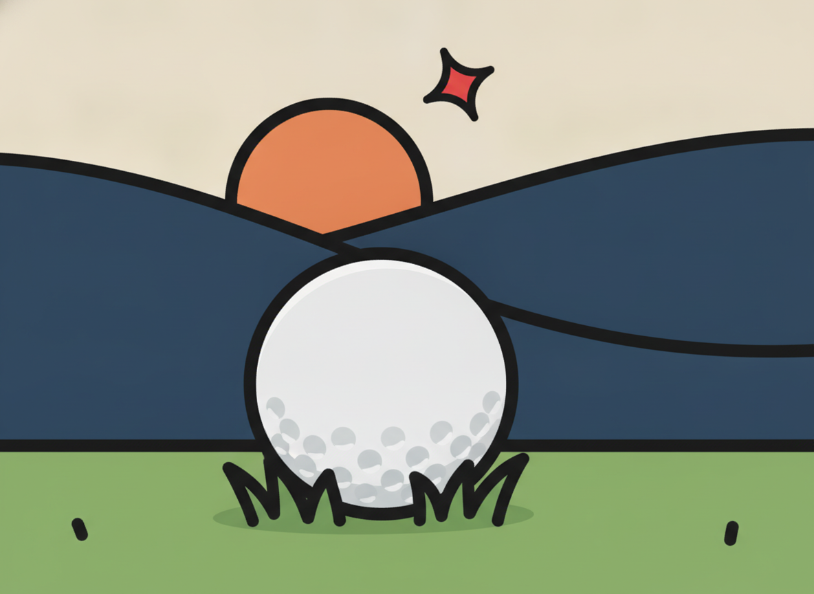 a white golf ball resting on short green grass, close-up, no text