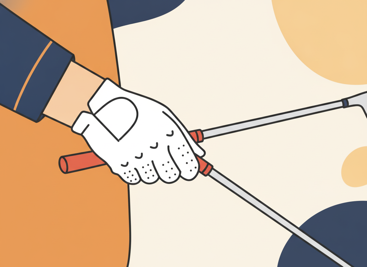 a white golf glove on a hand gripping a club, natural light, no text