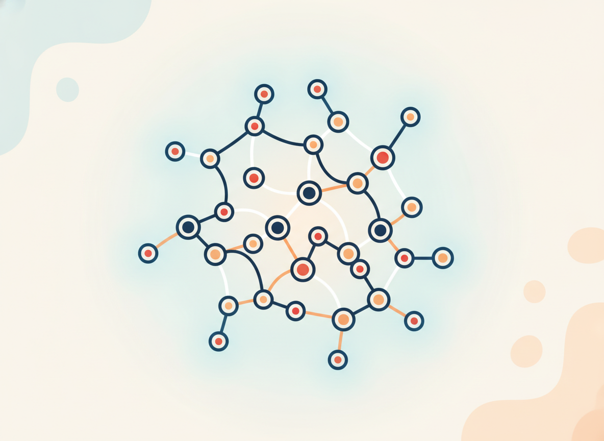 abstract network of dots and lines glowing softly in blue, representing connections without text