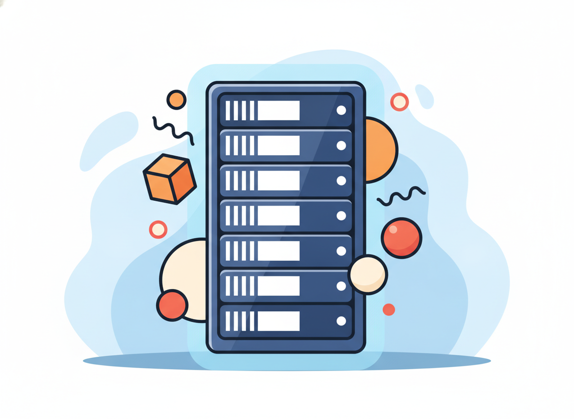 abstract server rack concept with soft blue lighting, no labels