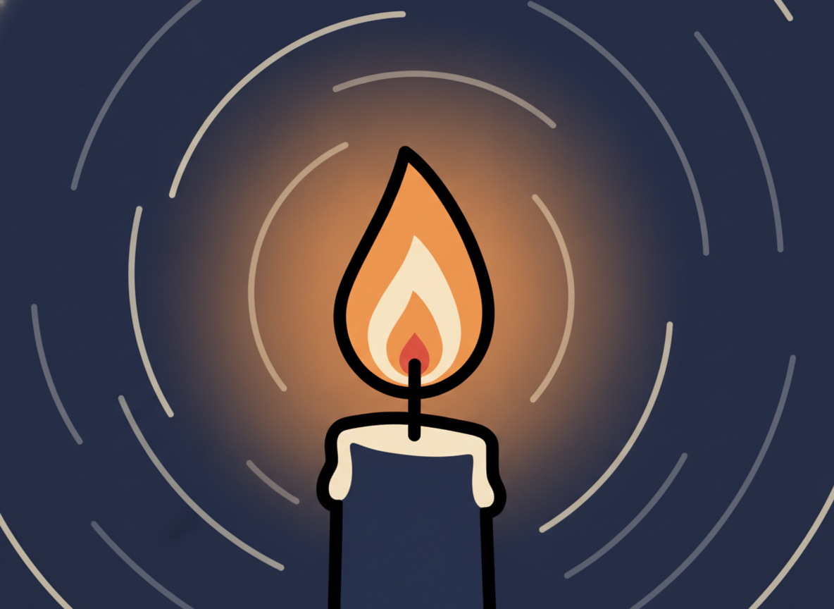 a single candle flame in soft darkness representing focus