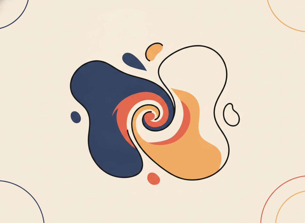 two abstract shapes merging into one, soft colors