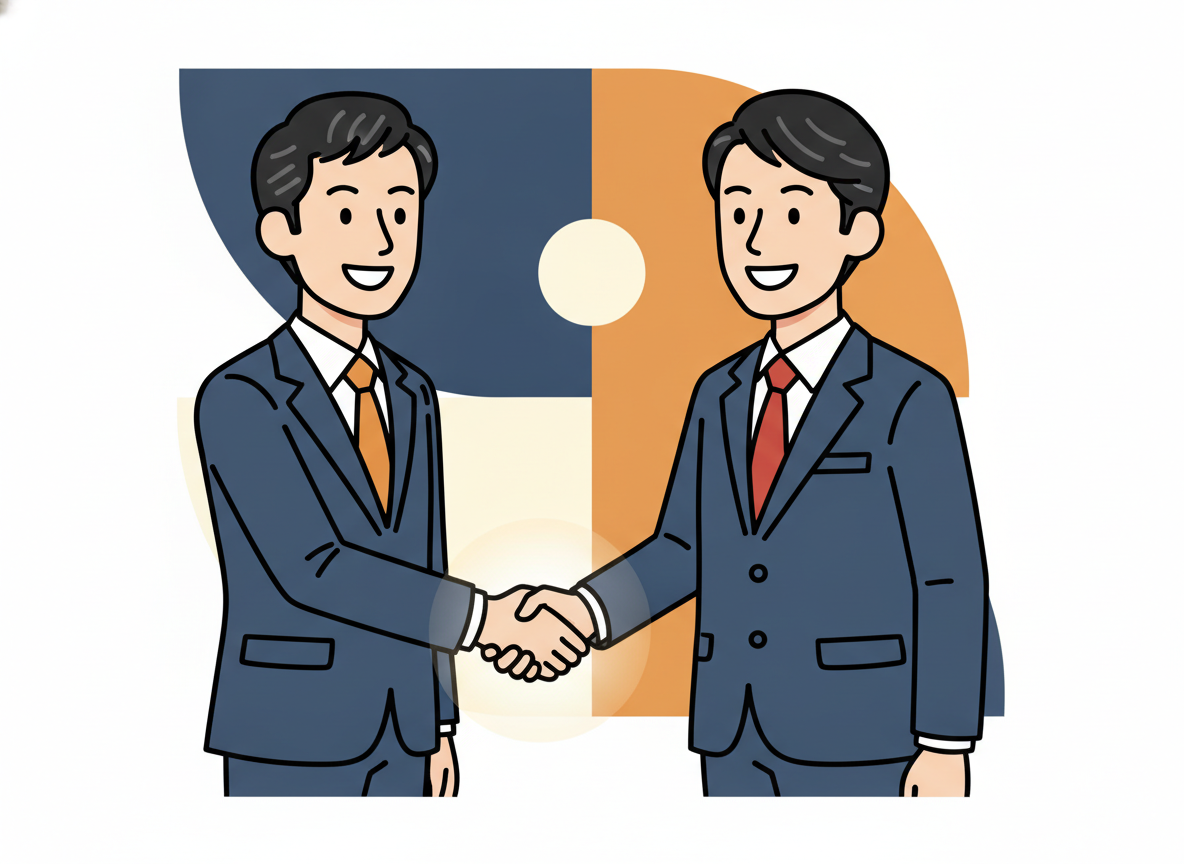 two people shaking hands warmly in natural light